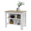 Rockaway 3-Shelf Kitchen Island White and Light Oak - as Pic