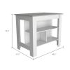 Rockaway 3-Shelf Kitchen Island White and Ibiza Marble - as Pic