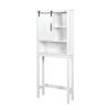 Over-the-Toilet Storage Cabinet; Space-Saving Bathroom Cabinet; with Adjustable Shelves and A Barn Door 27.16 x 9.06 x 67 inch - White