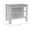 Rockaway 3-Shelf Kitchen Island White and Light Grey - as Pic