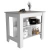 Rockaway 3-Shelf Kitchen Island White and Ibiza Marble - as Pic