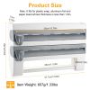 Kitchen Roll Dispenser Paper Roll Holder Plastic Wrap Film Foil Paper Organizer w/ Cutter Wall Mounted for Kitchen Bathroom - Grey & White