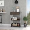 Dering 1-Drawer 2-Shelf Kitchen Cart with Caster White and Dark Walnut - as Pic