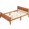 Full Size Wood Platform Bed with Headboard and Wooden Slat Support - Oak