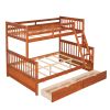 Twin-Over-Full Bunk Bed with Ladders and Two Storage Drawers - Walnut