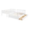 Twin-Over-Full Bunk Bed with Ladders and Two Storage Drawers - White