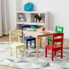 Kids 5 Pieces Table and Chair Set Wooden Children Activity Playroom Furniture Gift - Multicolor