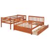 Twin-Over-Full Bunk Bed with Ladders and Two Storage Drawers - Walnut