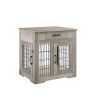 Furniture Style Dog Crate End Table with Drawer; Pet Kennels with Double Doors ; Dog House Indoor Use; (Grey; 29.92'w x 24.80' d x 30.71'h) - 1