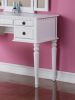 Bedroom Contemporary Vanity Set w Foldable Mirror Stool Drawers White Color - as Pic