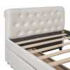 Twin Size Upholstered daybed with Drawers;  Wood Slat Support - Beige