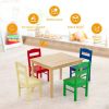 Kids 5 Pieces Table and Chair Set Wooden Children Activity Playroom Furniture Gift - Multicolor