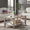 2-Tier Modern Farmhouse Coffee Table; Wood Rectangle Cocktail Table with Metal X- Frame (Gray; 40.94" w x 21.65" d x 17.91" h) - 1