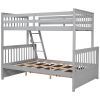 Twin-Over-Full Bunk Bed with Ladders and Two Storage Drawers - Gray