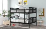 Full over Full Bunk Bed with Ladder for Bedroom;  Guest Room Furniture - Espresso