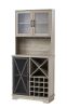 Farmhouse Wine Cabinet ; Large Capacity Kitchen Sideboard Storage Cabinet With Wine Rack And Glass Holder; Adjustable Shelf And 16 Square Compartments