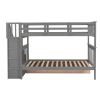 Stairway Twin-Over-Twin Bunk Bed with Three Drawers for Bedroom, Dorm - Gray - Gray