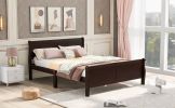 Full Size Wood Platform Bed with Headboard and Wooden Slat Support - Espresso