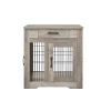 Furniture Style Dog Crate End Table with Drawer; Pet Kennels with Double Doors ; Dog House Indoor Use; (Grey; 29.92'w x 24.80' d x 30.71'h) - 1