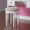 Bedroom Contemporary Vanity Set w Foldable Mirror Stool Drawers White Color - as Pic