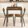 Dining table and chair set; breakfast table with 2 chairs; curved cushion and backrest; fit the human body; more comfortable(Rustic Brown; 26''w x 26'