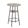 Bar Table Set with 2 Bar stools PU Soft seat with backrest (Grey; 23.62''L*23.62''W*35.43''H) - 2