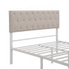 Full Size Storage Bed Metal Platform Bed with a Big Drawer - Beige