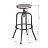 Walker Industrial Counter Bar Stools, Walnut (Set of 2), Height adjustable - oak