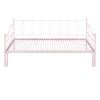 Twin Size Metal Daybed with Trundle; Daybed with Slat No Box required Pink - as Pic