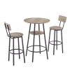 Bar Table Set with 2 Bar stools PU Soft seat with backrest (Grey; 23.62''L*23.62''W*35.43''H) - 2