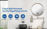 8-inch Wall Mounted Makeup Vanity Mirror; 1X / 10X Magnification Mirror; 360Â¬âˆž Swivel with Extension Arm (Brushed Nickel) - as Pic