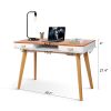 Wooden Vanity table Makeup Dressing Desk Writing Desk Computer Table with Solid Wood Top Panel - as Pic