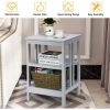 Set of 2 Multifunctional 3-Tier Nightstand Sofa Side Table with Reinforced Bars and Stable Structure - Gray