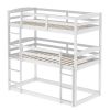 Twin over Twin over Twin Triple Bunk Bed,Gray - White