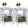 Set of 2 Multifunctional 3-Tier Nightstand Sofa Side Table with Reinforced Bars and Stable Structure - Gray