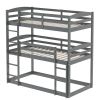 Twin over Twin over Twin Triple Bunk Bed,Gray - Gray