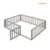 Full Size Wood Daybed Frame with Fence - Gray