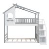 Twin Bunk Bed; House Bed; Storage and Guard Rail - Gray