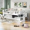 Twin Size Daybed with Double Trundle and Storage Staircase - White