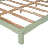 Full Size Wood Platform Bed with House-shaped Headboard  - Green