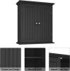 Bathroom wall cabinet; space saving storage cabinet above toilet; medicine cabinet with 2 doors and adjustable shelves; cupboard - BLACK