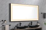 84*36 LED Lighted Bathroom Wall Mounted Mirror with High Lumen+Anti-Fog Separately Control bedroom full-length mirror bathroom led mirror hair salon m