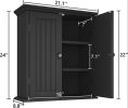 Bathroom wall cabinet; space saving storage cabinet above toilet; medicine cabinet with 2 doors and adjustable shelves; cupboard - BLACK