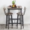 Bar Table Set with 2 Bar stools PU Soft seat with backrest (Grey; 23.62''w x 23.62''d x 35.43''h) - 2