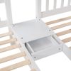 Full Over Twin & Twin Bunk Bed, Wood Triple Bunk Bed with Drawers and Guardrails - White