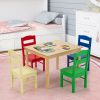 Kids 5 Pieces Table and Chair Set Wooden Children Activity Playroom Furniture Gift - Multicolor