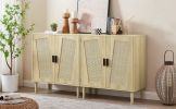 Kitchen storage cabinets with rattan decorative doors; buffets; wine cabinets; dining rooms; hallways; cabinet console tables; (Natural; 31.5''LX 15.8