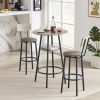 Bar Table Set with 2 Bar stools PU Soft seat with backrest (Grey; 23.62''L*23.62''W*35.43''H) - 2