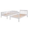 Stairway Twin-Over-Twin Bunk Bed with Three Drawers for Bedroom, Dorm - Gray - White