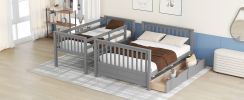 Twin-Over-Full Bunk Bed with Ladders and Two Storage Drawers - Gray